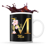 Mug noir Mia Lettre Fleur - Planetee