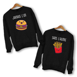 Sweat couple Jamais l'un sans l'autre | hamburger et frites - Planetee