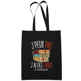 Sac Tote Bag Restauration De Livres Je peux pas Noir - Planetee