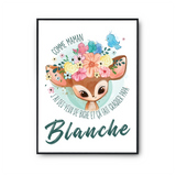 Affiche prénom Blanche Biche - Planetee