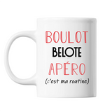 Mug Belote C'est ma Routine Blanc - Planetee