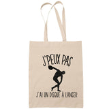 Sac Tote Bag J'peux pas Lancer du disque beige - Planetee