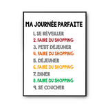 Affiche Shopping Journée Parfaite | Poster Blanc Décoration Murale - Planetee