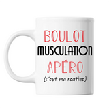 Mug Musculation C'est ma Routine Blanc - Planetee