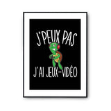 Affiche Jeux vidéo tortue j'peux pas Noir - Planetee