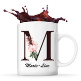 Mug Blanc Marie-Line Lettre Fleur - Planetee