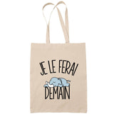 Sac Tote Bag éléphant je le ferai demain beige - Planetee