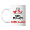 Mug Je veux devenir Cheffe de Chantier comme Maman - Planetee