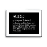 Affiche Aude Prénom définition Humour - Planetee
