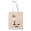 Tote Bag beige Laura Lettre Fleur - Planetee