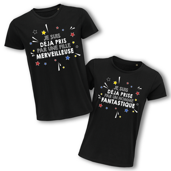 T-shirt couple Pris-e- par une personne merveilleuse - Planetee