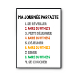 Affiche Fitness Journée Parfaite | Poster Blanc Décoration Murale - Planetee