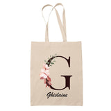 Tote Bag beige Ghislaine Lettre Fleur - Planetee