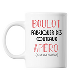 Mug Fabriquer des Couteaux C'est ma Routine Blanc - Planetee