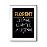 Affiche Florent prénom mythe légende Jaune - Planetee