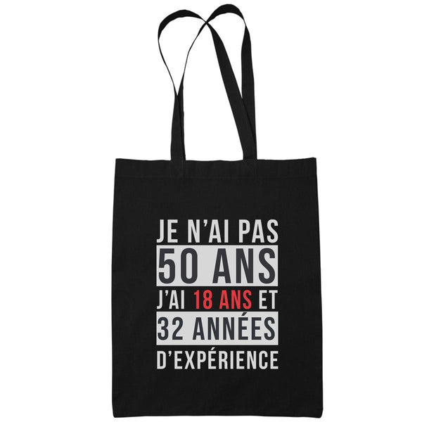 Sac Tote Bag 50 ans Expérience Noir - Planetee