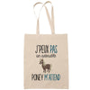 Sac Tote Bag poney cavalière beige - Planetee