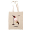 Tote Bag beige Nelly Lettre Fleur - Planetee