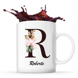 Mug Blanc Réjane Lettre Fleur - Planetee