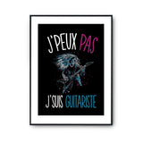 Affiche Guitariste femme j'peux pas Noir - Planetee