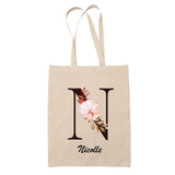 Tote Bag beige Nicolle Lettre Fleur - Planetee