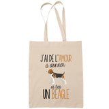 Sac Tote Bag beagle Amour beige - Planetee
