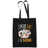 Sac Tote Bag Sushi Je peux pas Noir - Planetee