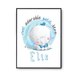 Affiche bébé prénom Elie Éléphant - Planetee