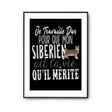 Affiche Chat Siberien Je travaille dur - Planetee