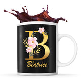 Mug noir Béatrice Lettre Fleur - Planetee