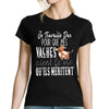 T-shirt Femme Vaches | Je travaille dur - Planetee