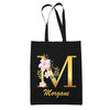 Tote Bag noir Morgane Lettre Fleur - Planetee