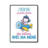 Affiche Bêtises avec Mémé Licorne Avion - Planetee
