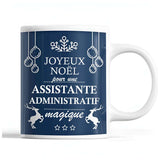 Tasse Noël Assistante Administratif femme Bleu - Planetee