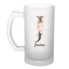 Chope de bière Justine Lettre Fleur - Planetee