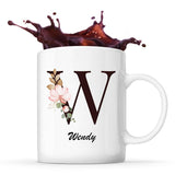 Mug Blanc Viviane Lettre Fleur - Planetee
