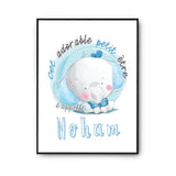 Affiche bébé prénom Noham Éléphant - Planetee