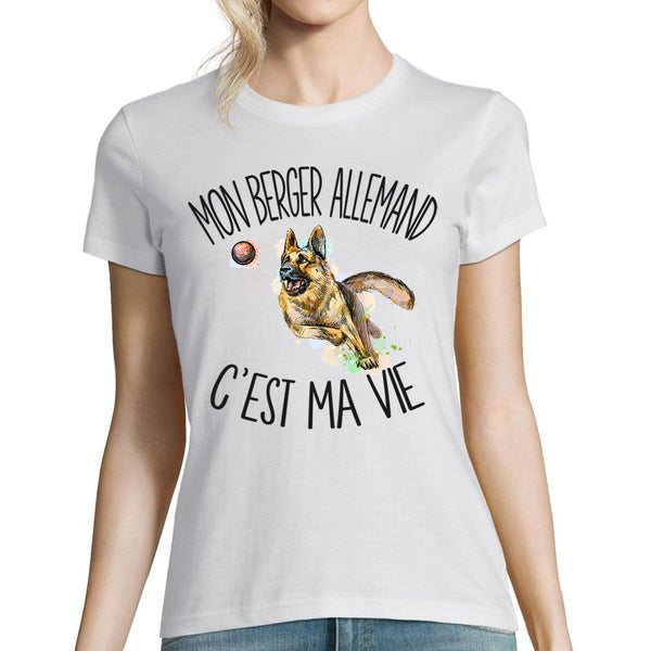 T-shirt femme berger allemand c'est la vie - Planetee