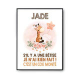 Affiche Jade Cou Monté Girafe - Planetee