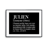 Affiche Julien Prénom définition Humour - Planetee