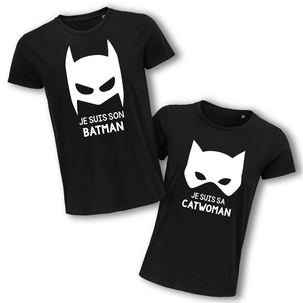T-shirt couple Batman et Catwoman - Planetee
