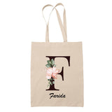 Tote Bag beige Farida Lettre Fleur - Planetee