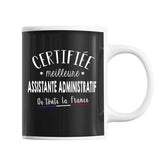 Mug Femme Assistante Administratif Meilleure de France | Tasse Noire métier - Planetee