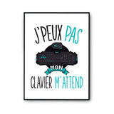 Affiche Clavier jeux pc j'peux pas Blanc Premium - Planetee
