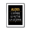 Affiche Alexis prénom mythe légende Jaune - Planetee