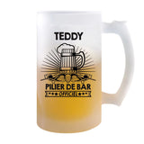 Chope de bière Teddy Prénom Pilier de Bar - Planetee