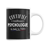 Mug Femme Psychologue Meilleure de France | Tasse Noire métier - Planetee