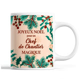Tasse Noël Chef de Chantier homme Beige - Planetee