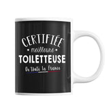 Mug Femme Toiletteuse Meilleure de France | Tasse Noire métier - Planetee