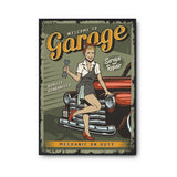 Affiche Vintage Pin up Garage - Planetee